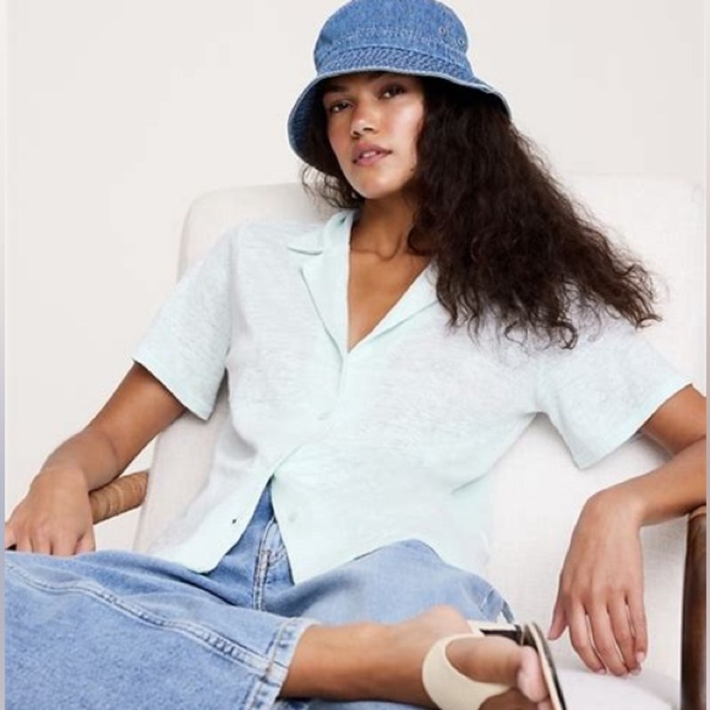 NWT 100% Linen Blue Reflection Resort Shirt Sz XS
